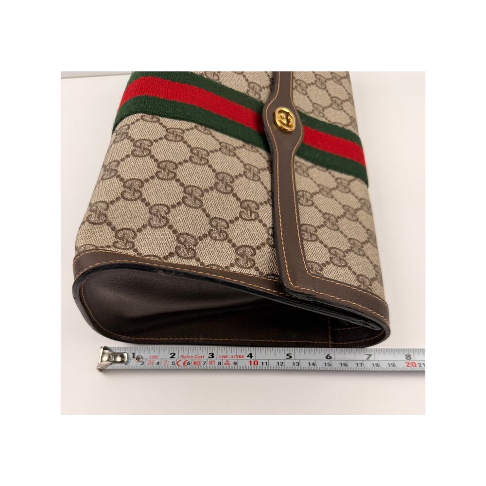 GUCCI Vintage GG Canvas Web Sherry Line Handbag Beige Red - Picture 12 of 13